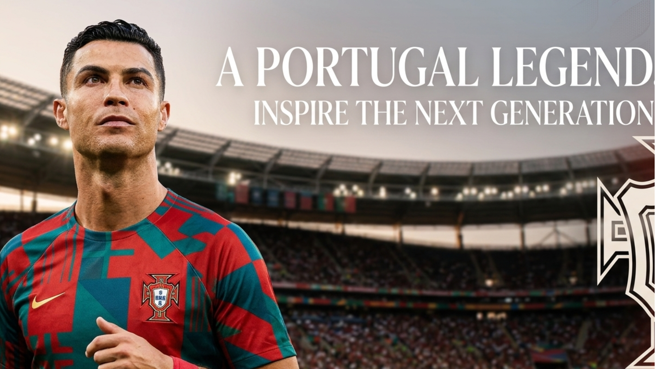Cristiano Ronaldo FIFA World Cup 2026 Red Portugal Quarter-Zip Jersey with Teal Abstract Brushstroke Design