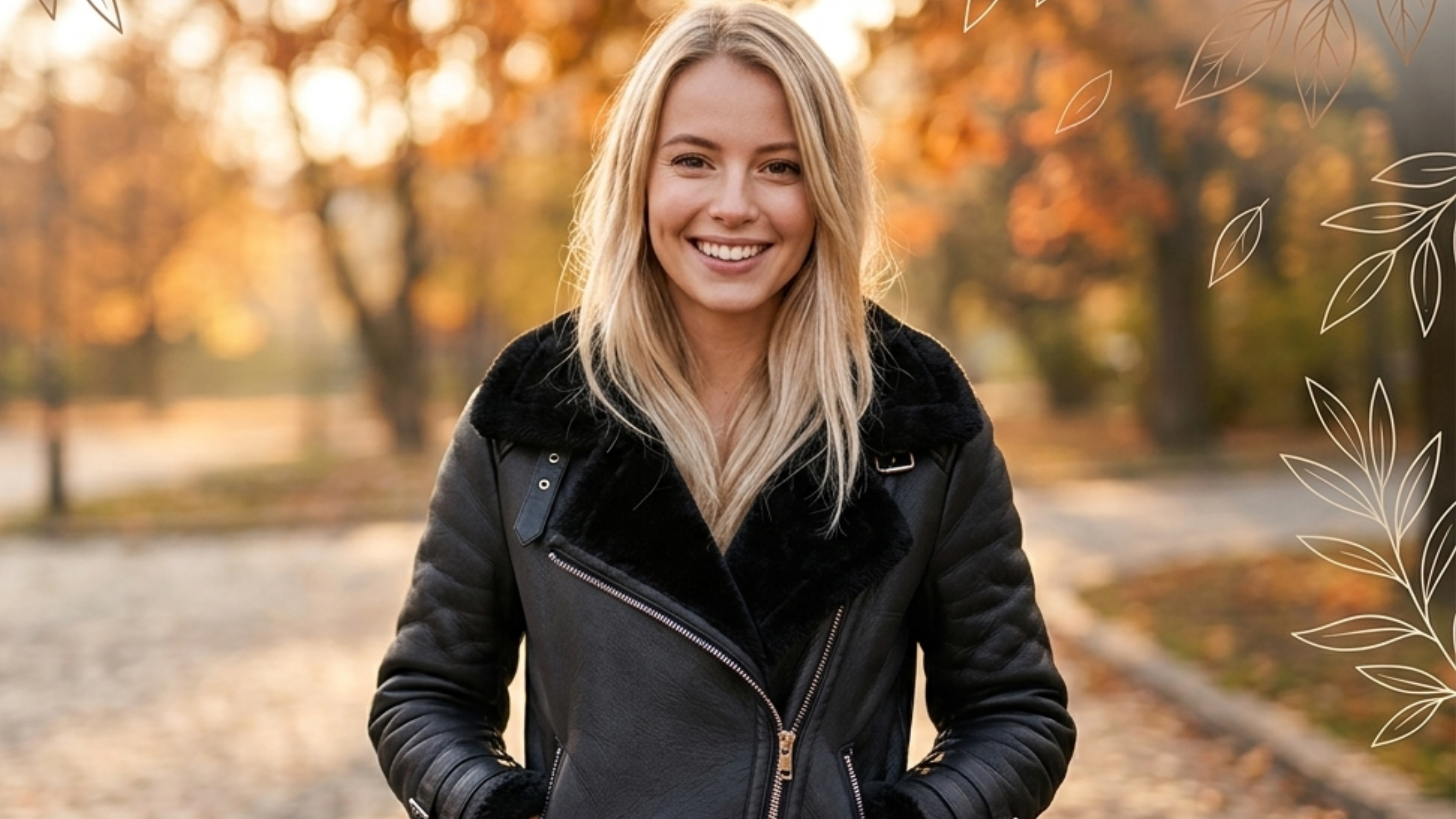 General Hospital Lulu Spencer shearling leather aviator jacket black with beige fur collar worn by Alexa Havins TV style outfit