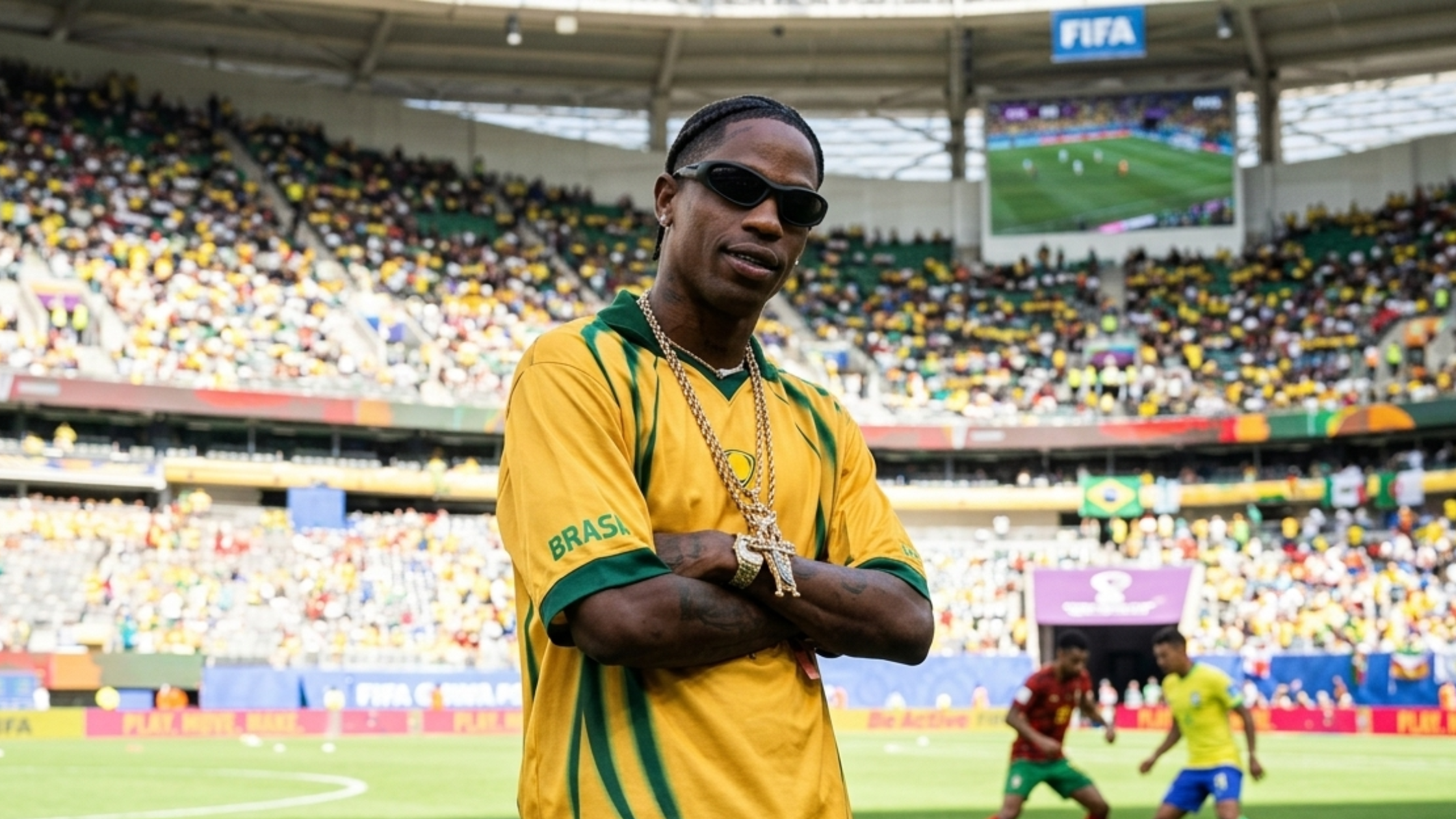 Travis Scott FIFA World Cup 2026 Yellow Green Brazil Cactus Jack Football Jersey