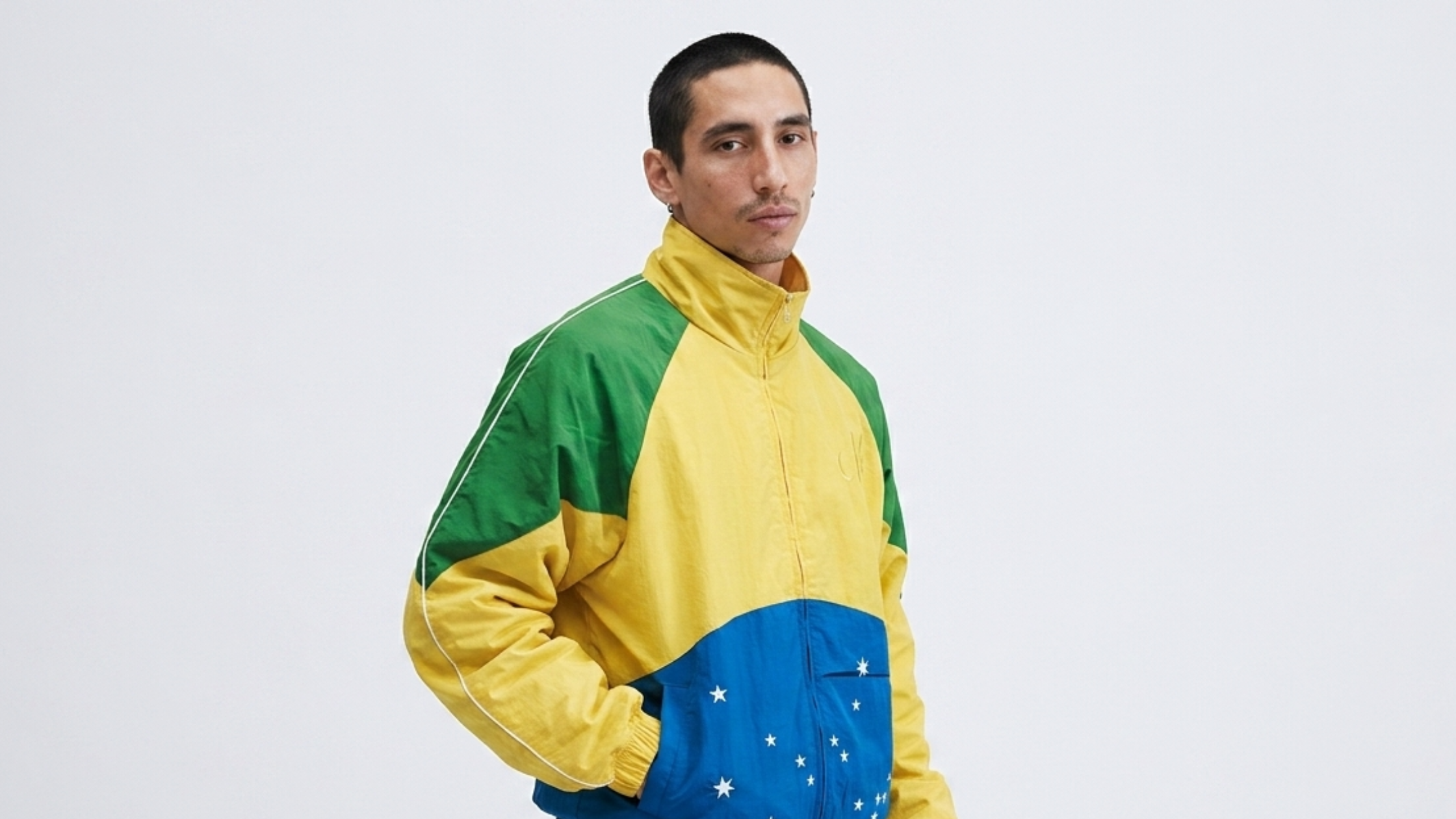FIFA World Cup 2026 Team Brazil Nations Yellow Green Retro Windbreaker Jacket with Embroidered Championship Stars